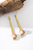 Blush pink minimal drop earrings by Saagah by Tjori – handcrafted gold-plated brass everyday earrings