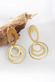 Golden Double Hoop Drop Earrings