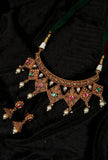 Vedhika Temple Heritage Kemp Necklace Set with Pearls