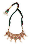 Vedhika Temple Heritage Kemp Necklace Set with Pearls