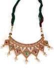 Vedhika Temple Heritage Kemp Necklace Set with Pearls