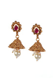 Vedhika Temple Heritage Kemp Necklace Set with Pearls