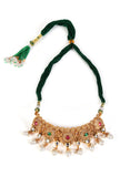 Rajshree Temple Heritage Kemp Necklace Set with Pearls