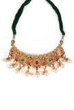 Rajshree Temple Heritage Kemp Necklace Set with Pearls