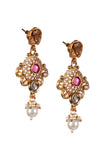 Rajshree Temple Heritage Kemp Necklace Set with Pearls