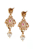 Rajshree Temple Heritage Kemp Necklace Set with Pearls