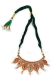 Devika Drape Temple Heritage Kemp Necklace Set with Pearls