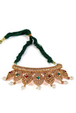 Devika Drape Temple Heritage Kemp Necklace Set with Pearls