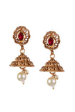 Devika Drape Temple Heritage Kemp Necklace Set with Pearls