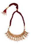 Svarnika Temple Heritage Kemp Necklace Set with Pearls