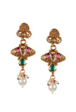 Svarnika Temple Heritage Kemp Necklace Set with Pearls