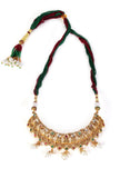 Rajvilas Temple Heritage Kemp Necklace Set with Pearls