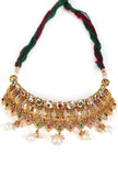 Rajvilas Temple Heritage Kemp Necklace Set with Pearls