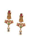 Rajvilas Temple Heritage Kemp Necklace Set with Pearls