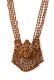Amulyam Temple Heritage Kemp Necklace Set with Pearls