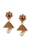 Nayantara Temple Heritage Kemp Necklace Set with Pearls
