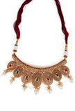 Trishika Temple Heritage Kemp Necklace Set with Pearls