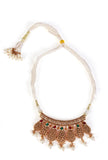 Kanmani Temple Heritage Kemp Necklace Set with Pearls