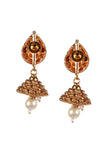Kanmani Temple Heritage Kemp Necklace Set with Pearls