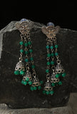 Peacock Charm Jhumka Drops Emerald Edition