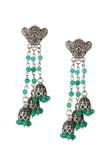 Peacock Charm Jhumka Drops Emerald Edition