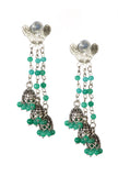 Peacock Charm Jhumka Drops Emerald Edition