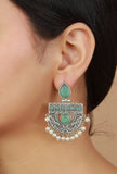 Emerald Mist Oxidised Earrings