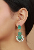 Emerald Dewdrop Chandbali Earrings