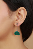 Green Petal Gemstone Bugadi Earrings