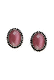 Pink Facet Silver Stud Earrings