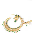 Green Stone Kundan Crescent Nath