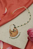 Peacock Green Kundan Nath with Pearl Chain