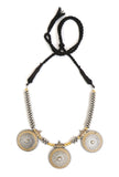 Triple Coin Oxidized Silver Statement Necklace Set