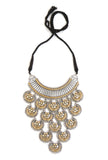 Maharani Chandram Royal Antique Oxidized Coin Statement Necklace