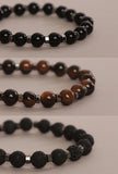 Onyx Tiger Eye & Lava Stone Energy Bracelet Set