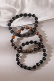 Onyx Tiger Eye & Lava Stone Energy Bracelet Set