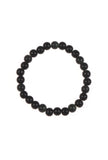 Silver Chain, Wood & Onyx Bracelet Collection - Set of 4