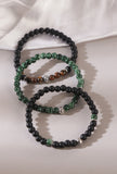 Onyx Tiger Eye Green Jasper & Lava Stone Unisex Bracelet - Set of 3