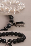 Pearl Elegance & Onyx Power His-Her Bracelet Duo