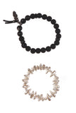 Pearl Elegance & Onyx Power His-Her Bracelet Duo