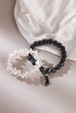 Pearl Elegance & Onyx Power His-Her Bracelet Duo