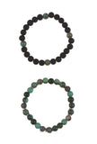 Onyx & African Turquoise Natural Stone Bracelet Duo