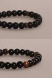 Matte Black Onyx & Tiger Eye Stone Beaded Bracelet Unisex