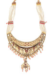 Maharani Ruby Pearl Statement Necklace Set