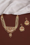 Regal Ruby Pearl Antique Necklace Set