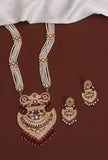 Royal Peacock Ruby Pearl Heritage Necklace Set