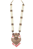 Royal Peacock Ruby Pearl Heritage Necklace Set