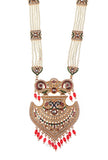 Royal Peacock Ruby Pearl Heritage Necklace Set