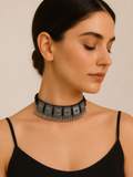 Phool Patti German Silver Choker Necklace
