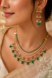 Kashmiri Emerald & Ruby Pearl Necklace Set